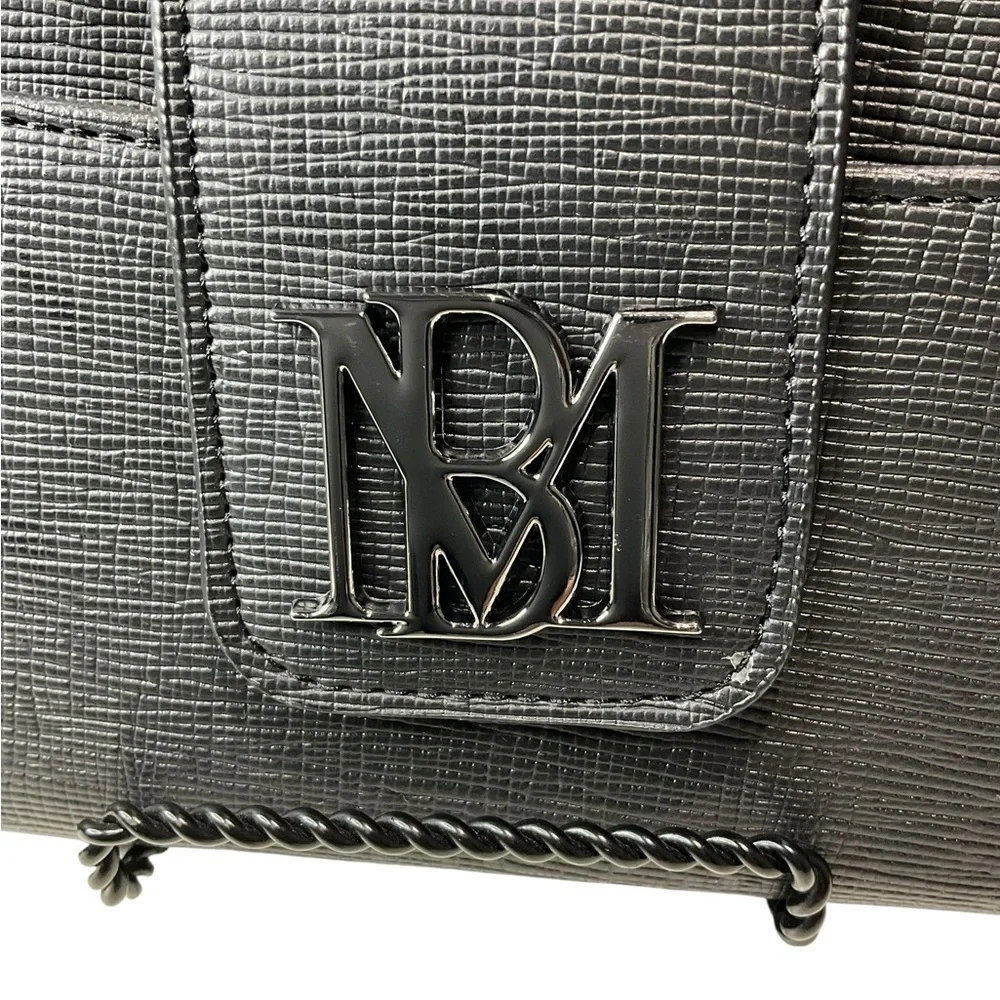 Badgley Mischka Black Textured Vegan Leather Wallet with Flap Pocket - Picture 4 of 6